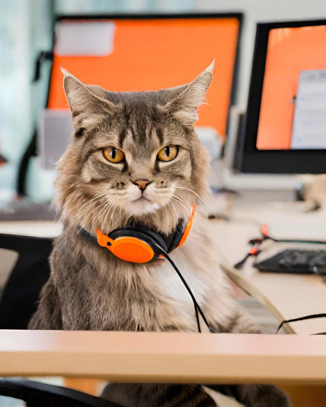 Met AI gegenereerde afbeelding van een kat aan het werk